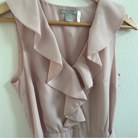 H&M light pink rose formal dress with belt and ruffle - Picture 2 of 7
